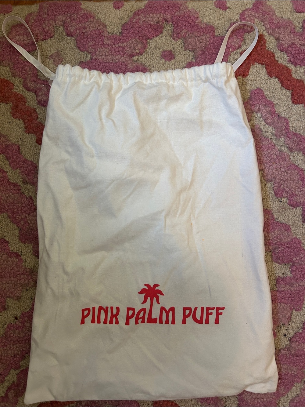 Pink Palm Puff Cotton Drawstring dust Bag ✨Like New✨